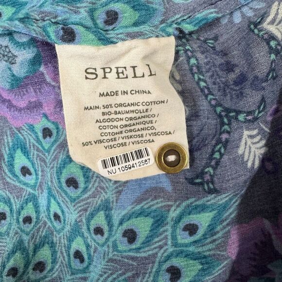 Spell & The Gypsy Boheme Ruffle Blouse | Peacock Floral Print | Medium - Picture 10 of 13